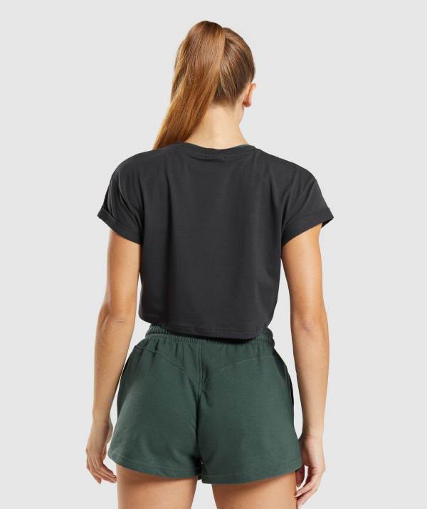 Damske Crop Top Gymshark Legacy Graphic Crop Tee Čierne | GA4278506
